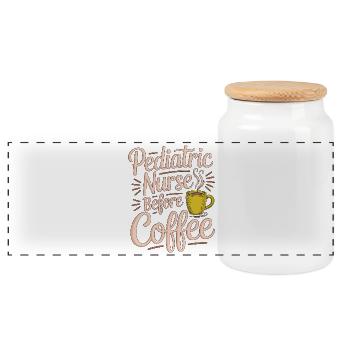 Pediatric Nurse Before Kids Nurse Coffee Lover - Panoramic Cookie Jar with Wooden Lid - white - Front