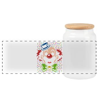 Karnevals Clown | buntes Faschings Kostüm - Panorama Keksdose mit Holzdeckel - Weiß - Vorne