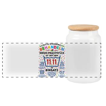 en usage depuis la version 11.11. | Costume de carnaval - Boîte à biscuits avec couvercle en bois - blanc - Devant