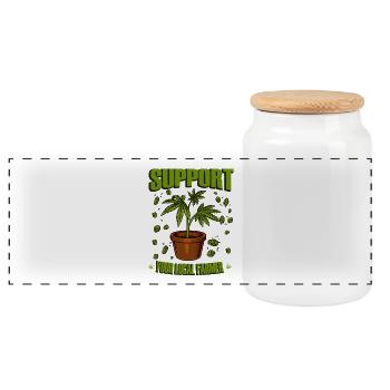 Support Your Local Farmer - Hanfpflanze Outfit - Panorama Keksdose mit Holzdeckel - Weiß - Vorne