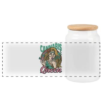 Tenue de Reine du Cannabis - Boîte à biscuits avec couvercle en bois - blanc - Devant