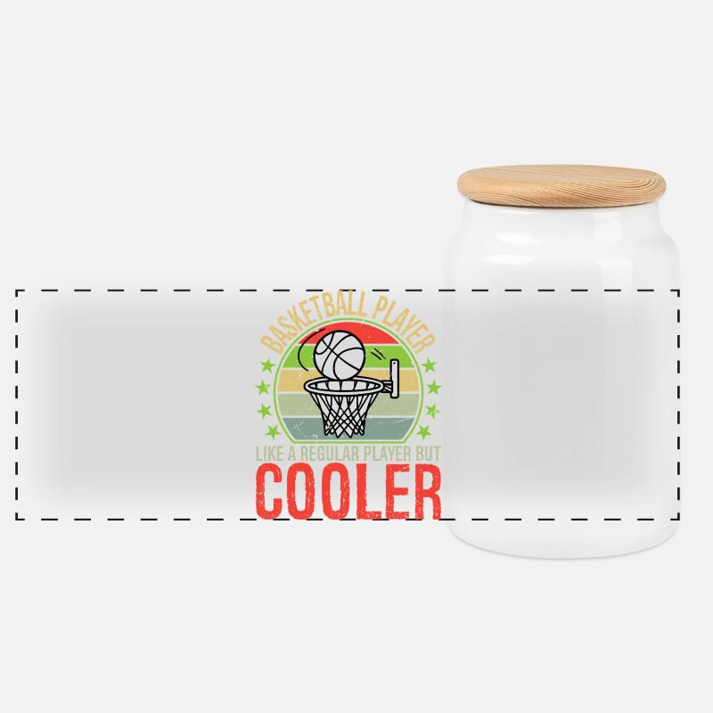 Joueur de basket comme un joueur normal mais plus cool - Boîte à biscuits avec couvercle en bois - blanc