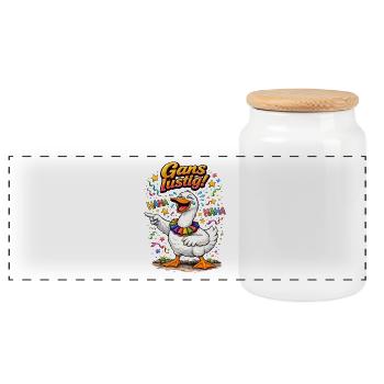 Goose Funny – Foolish Fun for Carnival - Panoramic Cookie Jar with Wooden Lid - white - Front