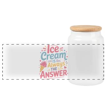 eiscreme Sprüche Eis Lustiges Kayak Geschenk - Panorama Keksdose mit Holzdeckel - Weiß - Vorne