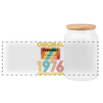 50e Anniversaire 50 ans Février 1976 Vintage Tee - Boîte à biscuits avec couvercle en bois - blanc - Devant