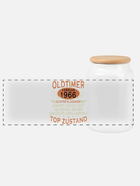 Oldtimer 1966 Jahrgang 60. Geburtstag Geschenk - Panorama Keksdose mit Holzdeckel - Weiß