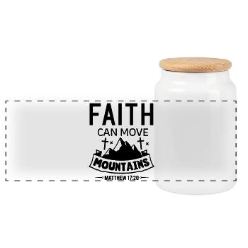 Faith can move Mountains Christian Quotes Jesus - Panorama Keksdose mit Holzdeckel - Weiß - Vorne