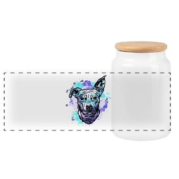Beagle bull cross - Panorama Keksdose mit Holzdeckel - Weiß - Vorne