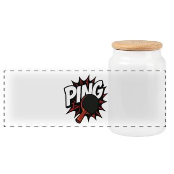 Ping Pong - Tennis de Table - Boîte à biscuits avec couvercle en bois - blanc - Devant