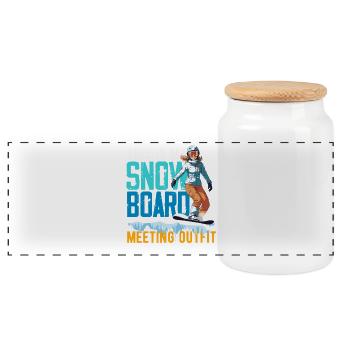 Snowboarden Snowboardtreffen Sessellift - Panorama Keksdose mit Holzdeckel - Weiß - Vorne