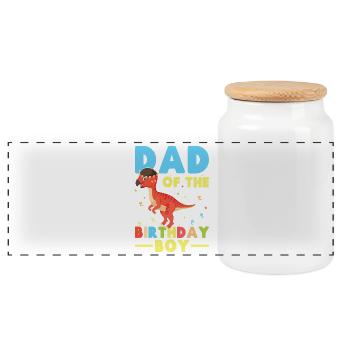  Pachycephalosaurus Dad Birthday Boy - Panoramic Cookie Jar with Wooden Lid - white - Front