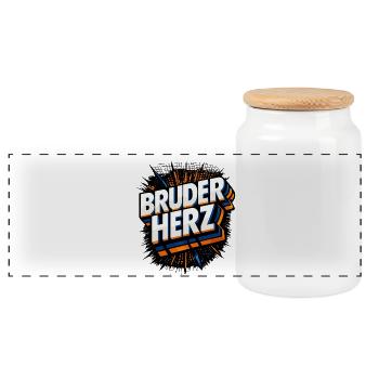 Bruderherz Geschenk Bruder - Panorama Keksdose mit Holzdeckel - Weiß - Vorne