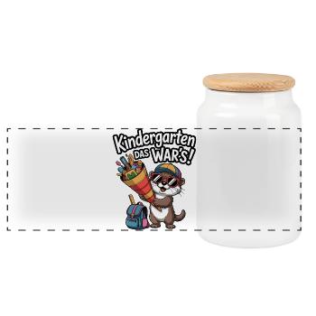 Now a schoolchild! Funny otter for school enrollment - Panoramic Cookie Jar with Wooden Lid - white - Front