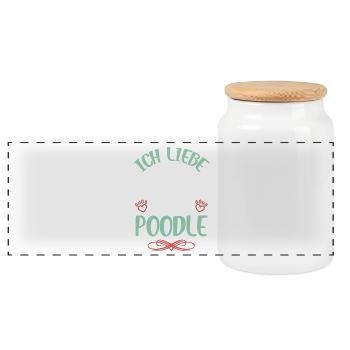 I love my poodle - Panoramic Cookie Jar with Wooden Lid - white - Front