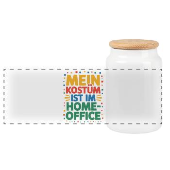 Costume is in the home office carnival carnival office - Panoramic Cookie Jar with Wooden Lid - white - Front