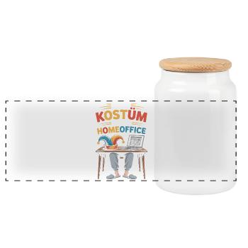 Costume is in the home office carnival carnival office - Panoramic Cookie Jar with Wooden Lid - white - Front