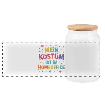 Kostüm Ist Im Homeoffice Karneval Fasching Büro - Panorama Keksdose mit Holzdeckel - Weiß - Vorne
