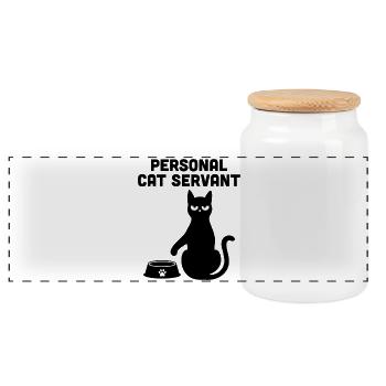 Persönlicher Katzendiener - Panorama Keksdose mit Holzdeckel - Weiß - Vorne