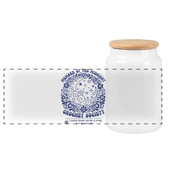 Mitglied der Midnight Crochet Society Witzig - Panorama Keksdose mit Holzdeckel - Weiß - Vorne