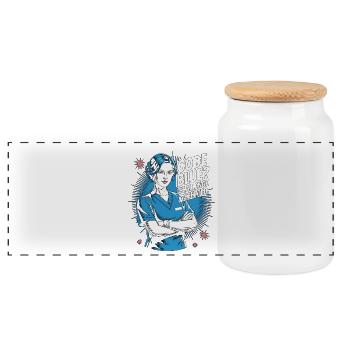 ICU Nurse Code Blue Challenge Accepted Acute Care - Panoramic Cookie Jar with Wooden Lid - white - Front