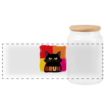 Portrait néon de chat BRUH - Boîte à biscuits avec couvercle en bois - blanc - Devant