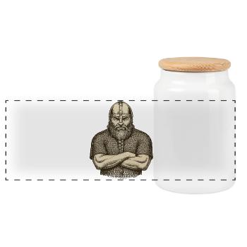 Viking Viking Legend Sailor Odin Raven Fighter - Panoramic Cookie Jar with Wooden Lid - white - Front