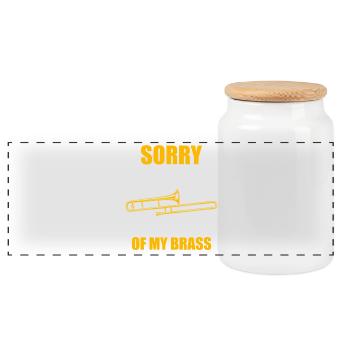 Sorry I tooted trombone trombone player trombonist - Panoramic Cookie Jar with Wooden Lid - white - Front