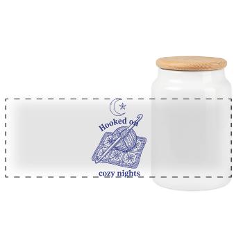 Amant du crochet accroché lors de nuits douillettes drôles - Boîte à biscuits avec couvercle en bois - blanc - Devant