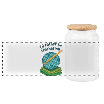 Je préférerais crocheter du fil crochet drôle de crochet pour amateurs - Boîte à biscuits avec couvercle en bois - blanc - Devant