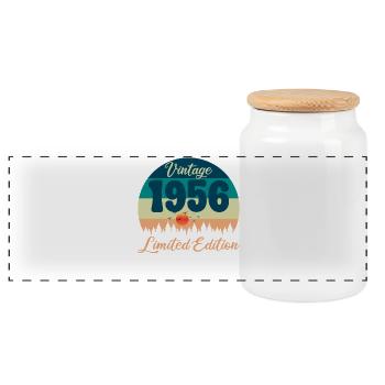 70. Geburtstag 70 Jahre 1956 Retro-Vintage-Geschenk - Panorama Keksdose mit Holzdeckel - Weiß - Vorne