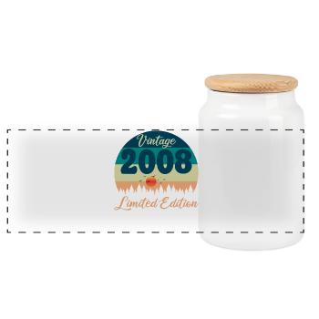 18 Year Old 18th Birthday 2008 Retro Vintage Gift - Panoramic Cookie Jar with Wooden Lid - white - Front
