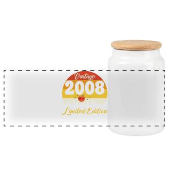 18 Year Old 18th Birthday 2008 Retro Vintage Gift - Panoramic Cookie Jar with Wooden Lid - white - Front