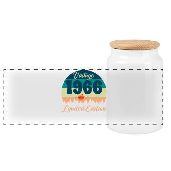 60e Anniversaire 60 ans 1966 Cadeau Vintage Rétro - Boîte à biscuits avec couvercle en bois - blanc - Devant