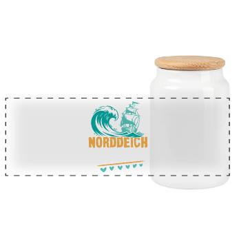 Vacances à la mer du Nord NORDDEICH OSTHOLSTEIN Fun - Boîte à biscuits avec couvercle en bois - blanc - Devant