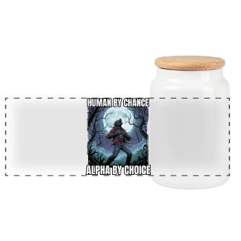 Motif loup-garou Alpha par choix - Boîte à biscuits avec couvercle en bois - blanc - Devant