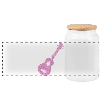 Hawaiian Ukulele Uke Diamonds - Panoramic Cookie Jar with Wooden Lid - white - Front