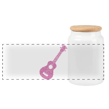 Diamants ukulélé hawaïen - Boîte à biscuits avec couvercle en bois - blanc - Devant