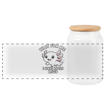 Axolotl Spruch Meme Humor Lustig Little Legs - Panorama Keksdose mit Holzdeckel - Weiß - Vorne
