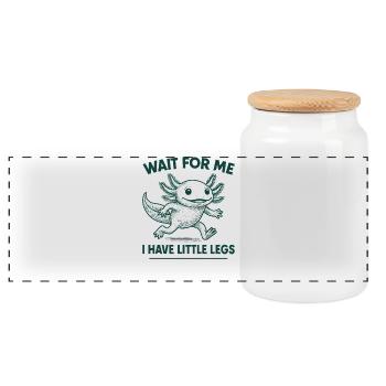 Axolotl Spruch Meme Humor Lustig Little Legs - Panorama Keksdose mit Holzdeckel - Weiß - Vorne