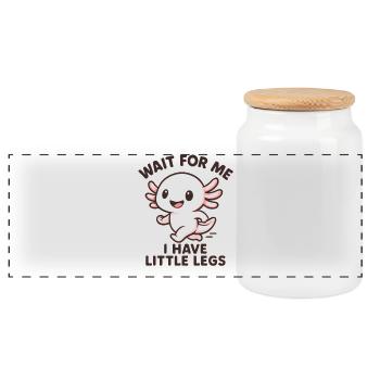 Axolotl Saying Meme Humor Funny Little Legs - Panoramic Cookie Jar with Wooden Lid - white - Front