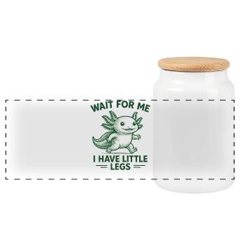 Axolotl Saying Meme Humor Funny Little Legs - Panoramic Cookie Jar with Wooden Lid - white - Front