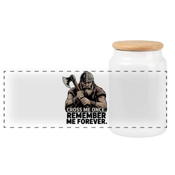 Viking Viking Legend Sailor Odin Raven Fighter - Panoramic Cookie Jar with Wooden Lid - white - Front