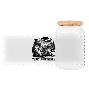 Aujourd’hui, c’est une dose optionnelle avec du café - Boîte à biscuits avec couvercle en bois - blanc - Devant