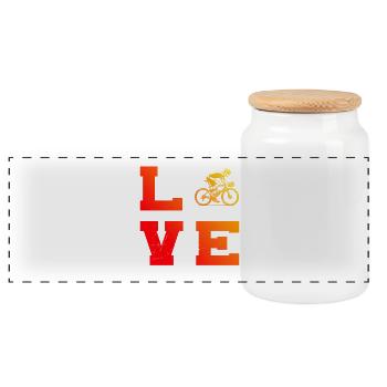 Road Bike Graphic for Road Bike - Panoramic Cookie Jar with Wooden Lid - white - Front