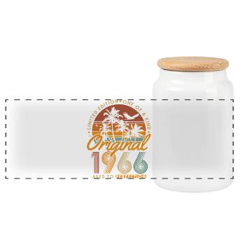 1966 Jahrgang geboren 60. Geburtstag Geschenk - Panorama Keksdose mit Holzdeckel - Weiß - Vorne