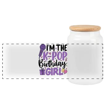 Je suis la fille d’anniversaire de K Pop - Boîte à biscuits avec couvercle en bois - blanc - Devant