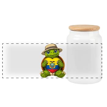 Tortue équatorienne - Boîte à biscuits avec couvercle en bois - blanc - Devant
