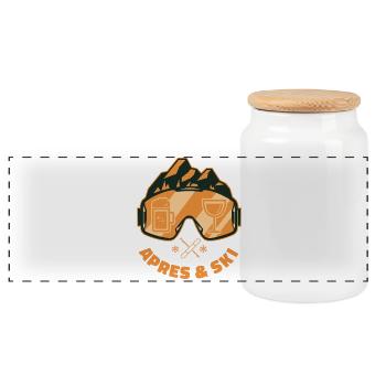 Après & Tenue de fête de l’équipe de ski - Boîte à biscuits avec couvercle en bois - blanc - Devant