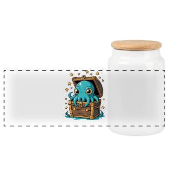 Pieuvre dans le Trésor des Étoiles - Boîte à biscuits avec couvercle en bois - blanc - Devant
