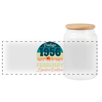 Anniversaire 70 ans Février 1956 Cadeau Vintage - Boîte à biscuits avec couvercle en bois - blanc - Devant